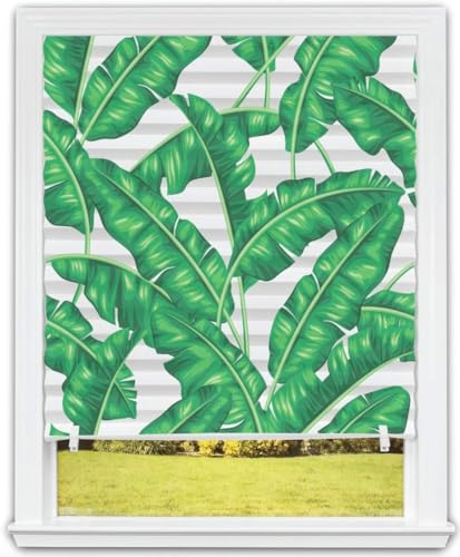 Redi Shade No Tools Original Printed Light Filtering Pleated Paper Shade, Leaves, 36