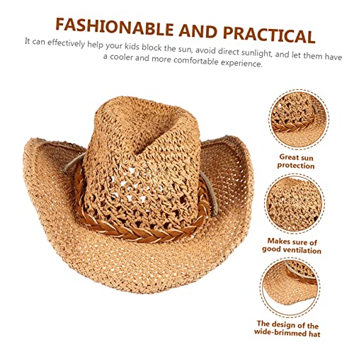 Gatuida Portable Straw Sun Hat for Summer Wide Brim UV Protection Beach Hat for Boy Girl for Outdoor Activities and Sun Shade Light Yellow4