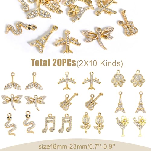 Image of stino Rhinestone Charms for Jewelry Making, Metal Pendants for Necklace Bracelet Earrings