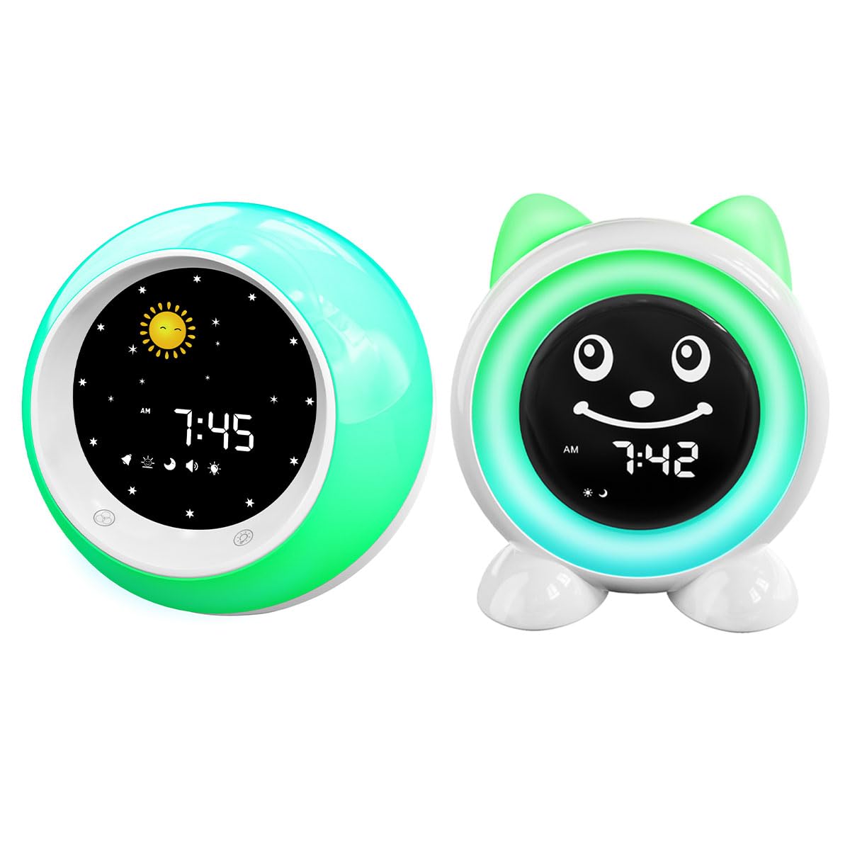 I·CODE Sun & Moon Rise Kids Alarm Clock + Time to Wake Kids Alarm Clock Sleep Trainer Kit