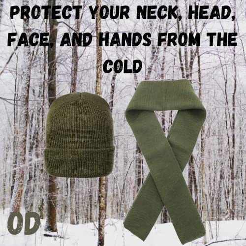 Wool Watch Cap Beanie Wool Scarf Set, Winter Hat & Scarf, 100% Wool, MIL-SPEC, Made in USA2
