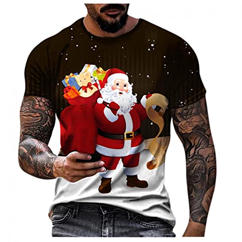 Zhiyao Camiseta de Navidad para hombre, regalo de Navidad, jersey de Papá Noel, disfraz de cosplay, ropa de calle, regalo ideal, marrón, XXXL