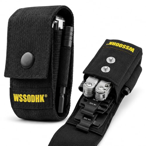 Image of Heavy Duty Nylon Multitool Sheath, Tactical Belt Holster for 4 inch-4.5 inch | Compatible with Leatherman Wave Plus, Surge, Charge, Signal pliers, pouch case organizer, storage pocket, black.