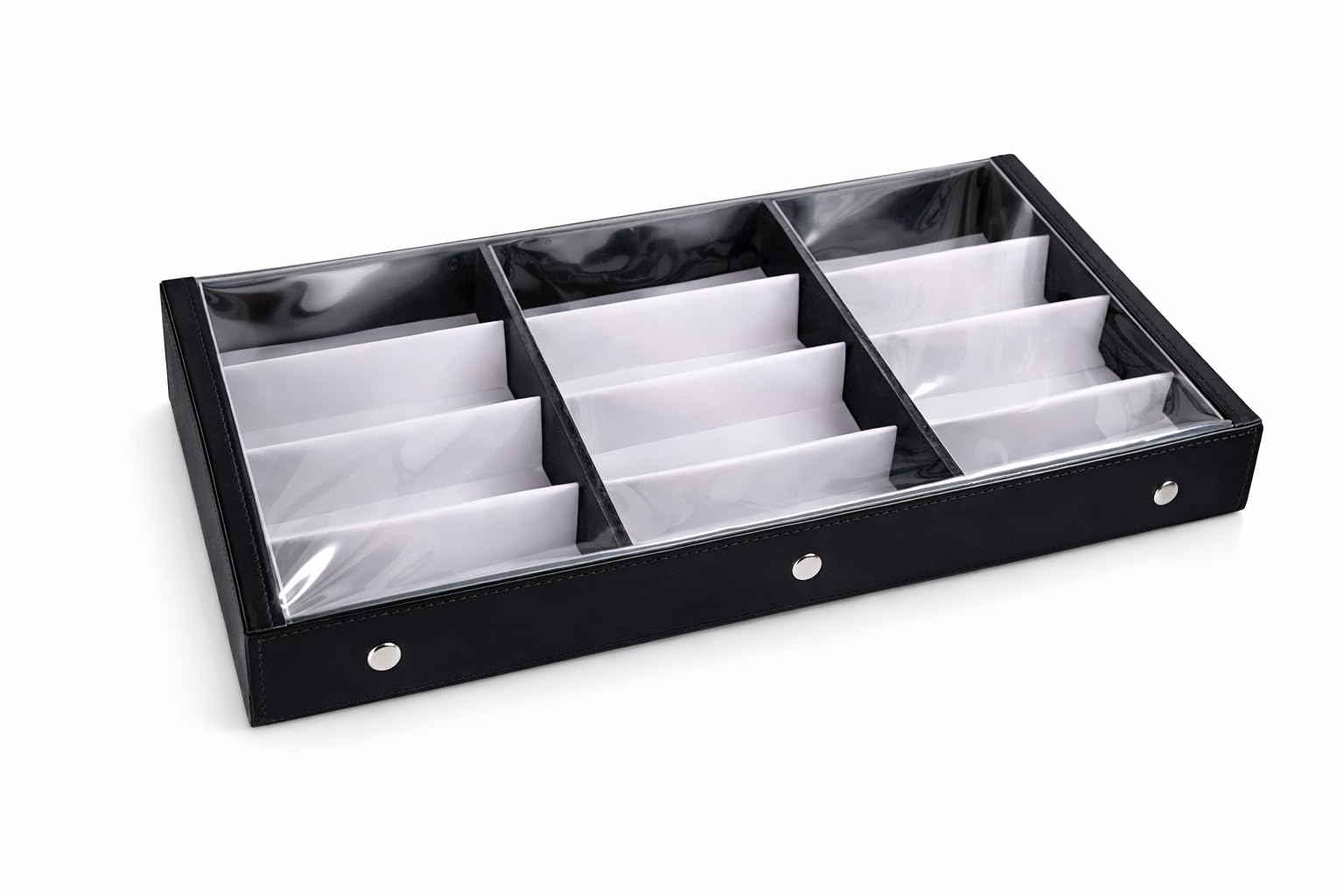 Proniks Sunglass,Goggles,Eyewear,Storage Boxes case cover 12pcs compartment organizer Clear Red color (Make in india) 1