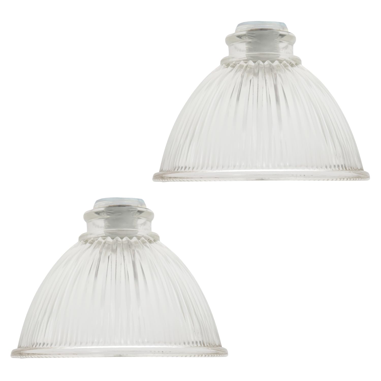 Happy Homewares Glass Shades - Clear - Ribbed - 10cm
