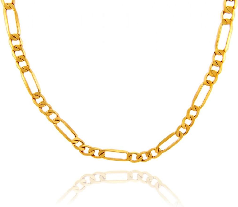 10K Gold 1.89 mm Hollow Figaro Chain Necklace (24 Inches)