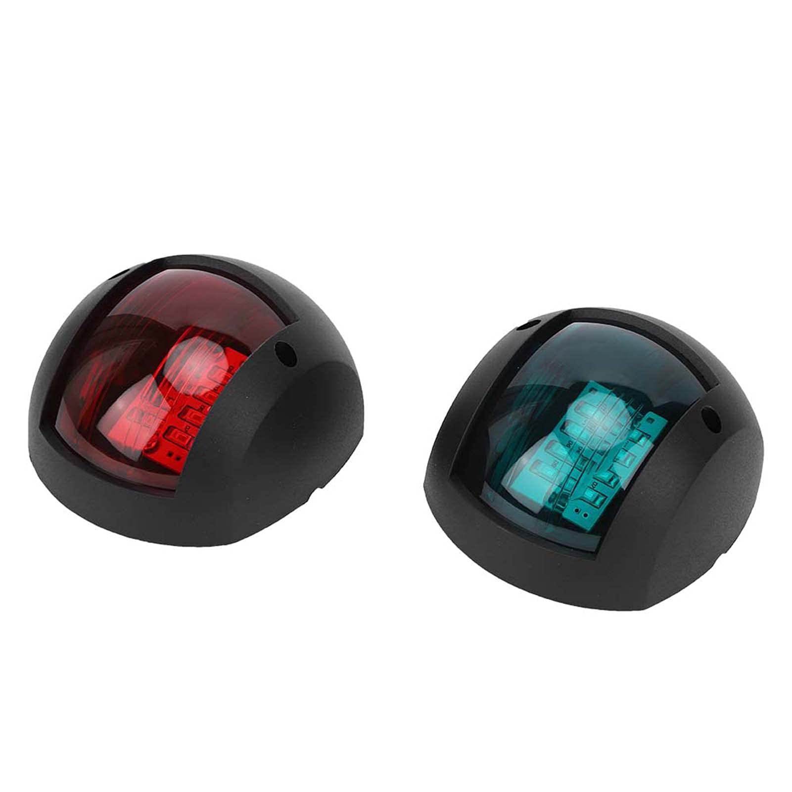 Pair of Navigation Signal Light Spherical Red, Green LED Boat Navigation Light DC12V-24V 3W, high brightness, strong penetration, wide irradiation range, suitable for most (Black)