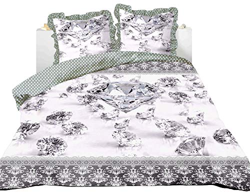 GEFFEN Set DE Housse DE Couette 100% Coton - Drap 3D - 107773 (200cm x 200cm - Blanc)