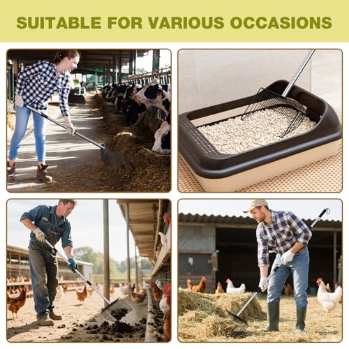 Image of Chicken Poop Scooper with inch Fine Mesh Sieve - Heavy Duty Chicken Coop Scoop for Sand, Extra Wide 10 inch Sifting Shovel Pooper Scooper and Coop Cleaning Must Haves