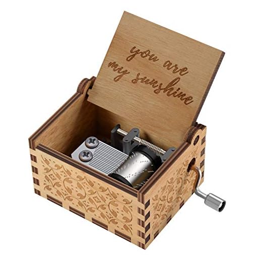 You are My Sunshine Wood Music Boxes,Laser Engraved Vintage Wooden Sunshine Musical Box Gifts for Birthday/Christmas/Valentine's Day (Wood)