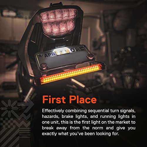Image of TRUE MODS 1pc 8 inch LED Motorcycle Turn Signal & Brake Taillight Strip [Waterproof] [Dual Row] [RED Tail & Brake] [AMBER Sequential Blinker] Self Adhesive Surface Mount Flexible Lamp for ATV Dirt Bike