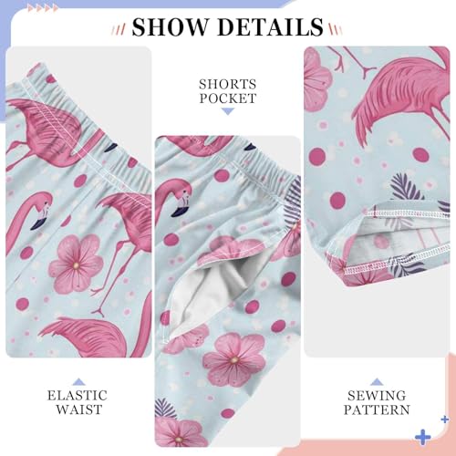 Pink Flamingos Tropical Boys Pants Girl Sleep Pants Long Trousers Elastic Waist Lounge Bottoms S4