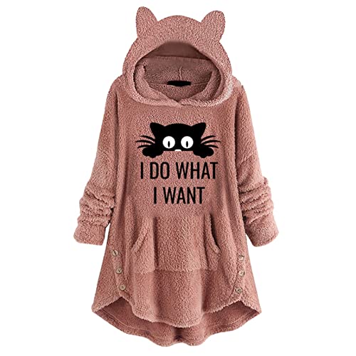 Womens Fall Tops and Blouses,Cute Tops for Women Trendy Casual Sweatshirts Fuzzy Hoodie Tunic Loose Blouse V-Neck Crop Flannel Sexy Womens Blouses and Tops Dressy Pink