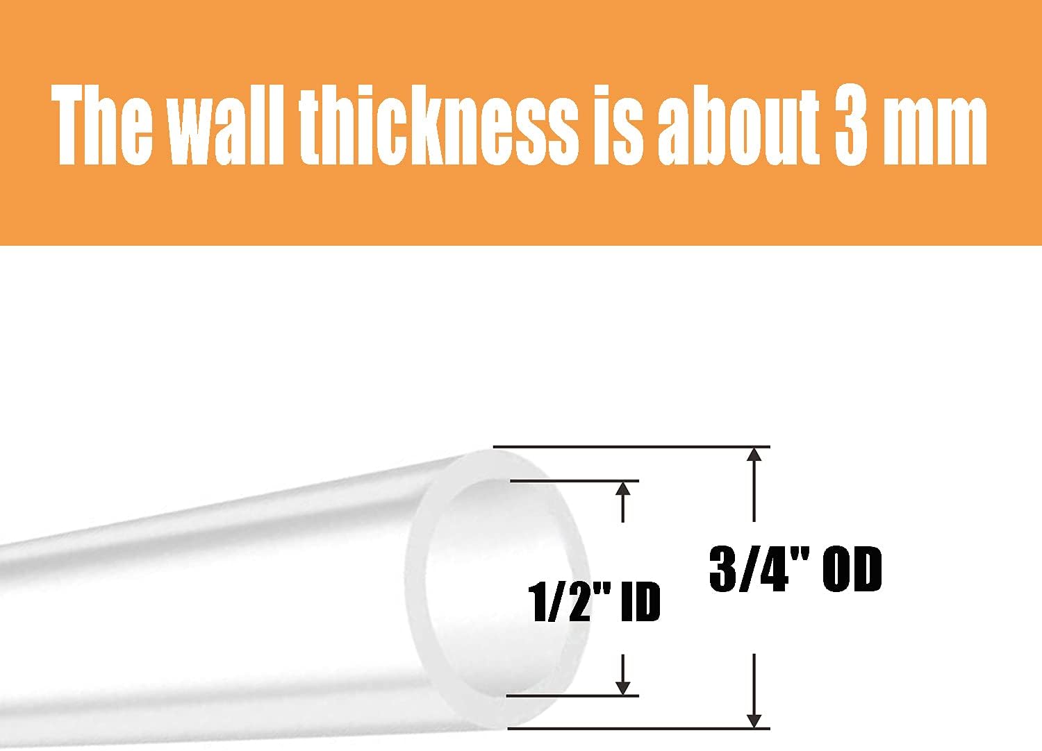 1/2" ID x 3/4" OD- 3 FT Clear Silicone Tubing High Temp Hose Tube Food Grade with 4 pcs Hose Clamps Multipurpose Tube for Beer Line, Kegerator, Wine Making, Aquaponics, Air Hose, HVAC,Liquid