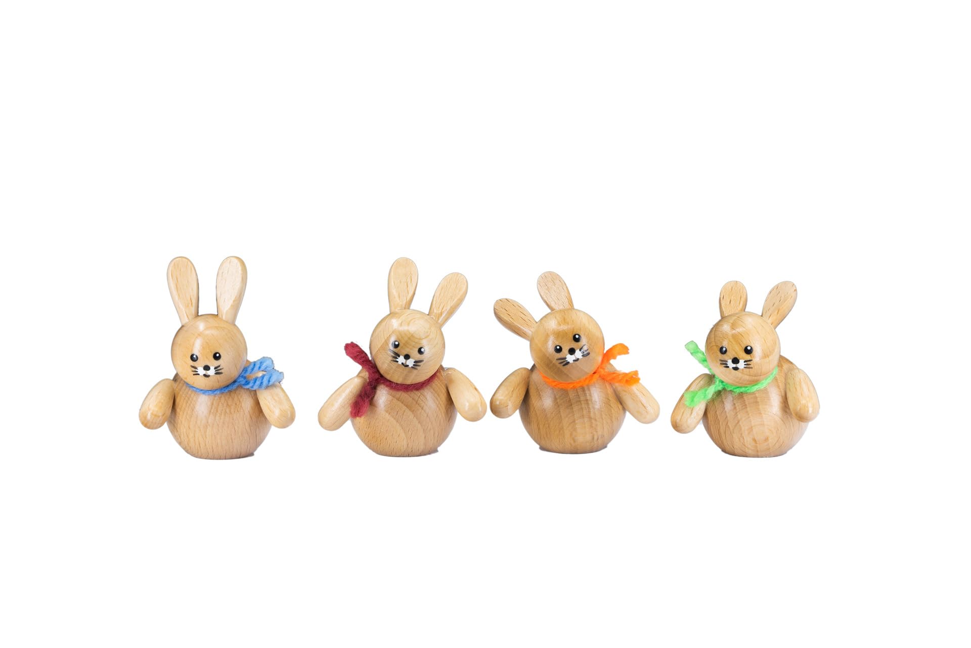 Holzwaren Egermann Dekoholzfiguren/Osterdekoration - Hase Natur schräg - Anzahl: 4 Stück - Made in Germany