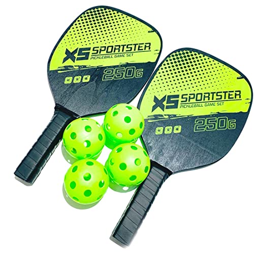 Beada Juego de Raquetas de Pickleball Raqueta de Pickleball Juego de 2 Raquetas Ultra Amortiguador, 4 Bolas de Pickleballs Bolsa de Raqueta