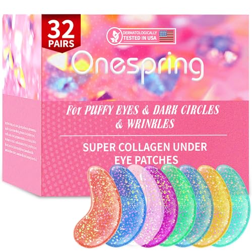 10% off - Onespring Under Eye Patches (32 Pairs) - Collagen-Infused, Anti-Puffiness & Dark Circle Treatment -...