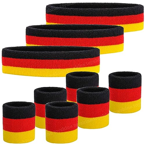 Toyshine 9 Pieces Sweatbands Set, Includes Sports Headband and Wr...