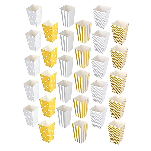 Alipis Popcorn Paper Boxes 30pcs Vertical Stripe Snack Containers Movie Party Supplies Chicken Cartons Birthday Snack Holder Lightweight