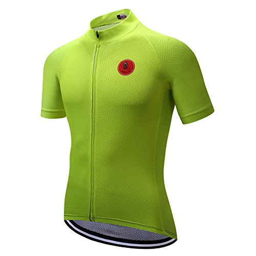 Weimostar Men's Breathable Short Sleeve Cycling Jersey Quick Dry for Outdoor Sports Fluorescent Green Size XXXL