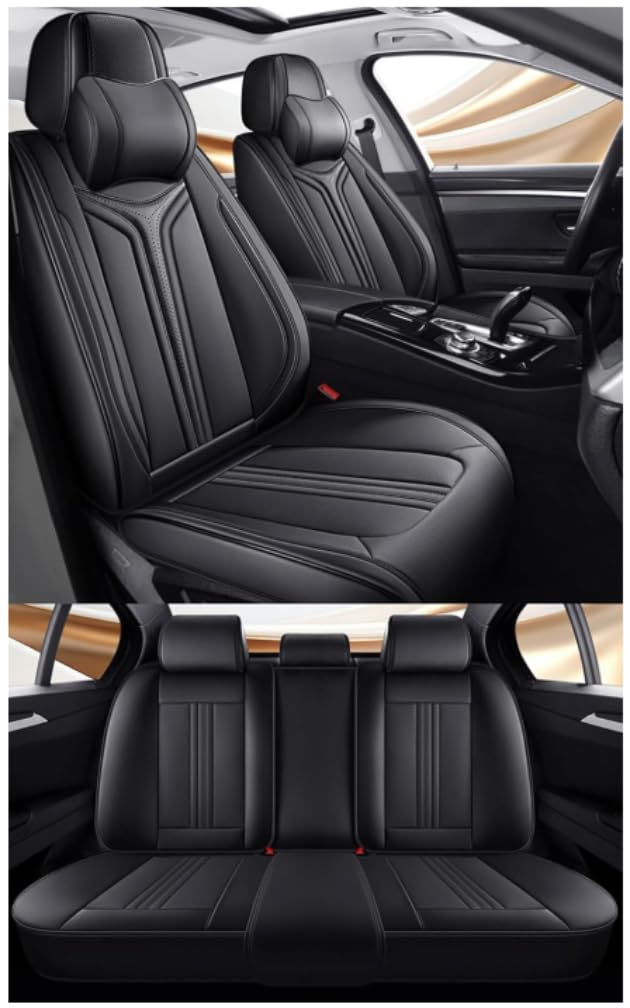 Universal Leather Car Seat Covers for Chevrolet Corsa Extra 2000-2008 /Zafira A 2004-2012，5-seater Accessories Black