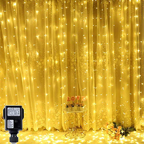 Curtain Light 2M x 2M Window Curtain Lights Indoor Christmas Fairy Light Waterfall Light Icicle Fairy Lights Plug in,204 LED,8Modes Connectable for Xmas Party Room Decoration5492