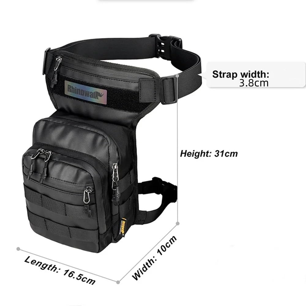 Pernera Moto Bolsa táctica de Viaje for Motocicleta, Bolso Impermeable for teléfono móvil, riñonera, Bolsa for Pierna(Black-01)