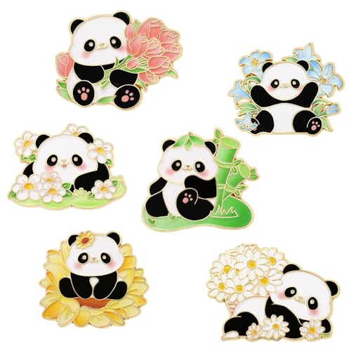 Image of Panda Cute Oil Dripping Panda Brooch Outdoors Lapel Pins Badge Brooch Pins (Bro000001)