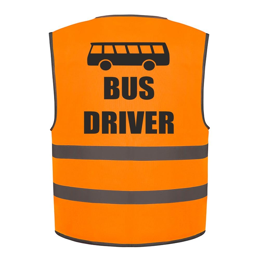 Brook Hi Vis Bus Driver Kids Hi Vis Vest Children's High Visibility Reflective Safety Waistcoat Fancy Dress School, Add child's name to the front, Personalised