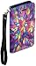GALAXY WIRELESS Wrist Strap Flip Folio [Kickstand Feature] Pu Leather Wallet Case with ID and Credit Card Slot For iPhone 7 - Rainbow Flower