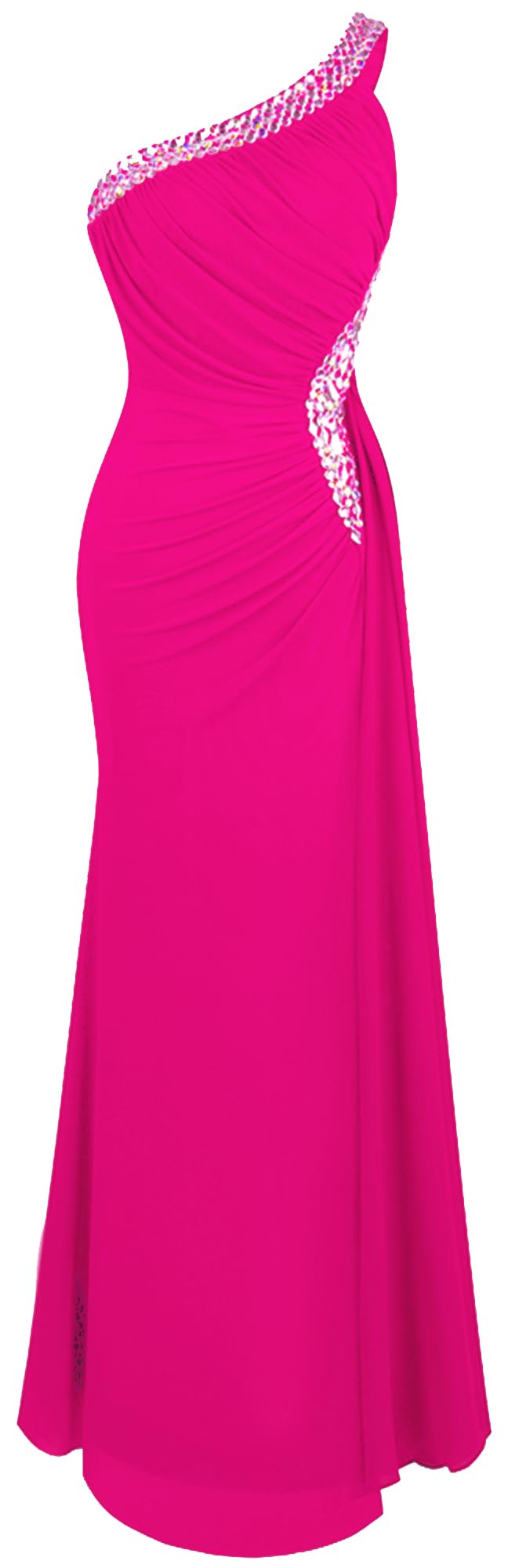 Angel-fashions Da Donna Una Spalla Vestiti da Sera Pieghe