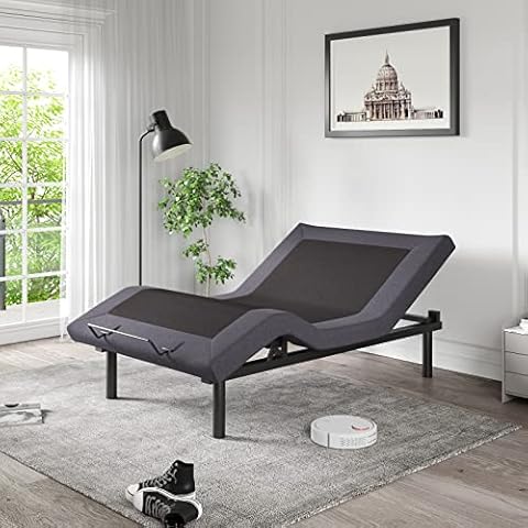 WEEWAY Full Size Ergonomic Adjustable Bed Frame Smart Electric Bed Base with 2.0 Upgraded Motors, Independent Motorized Head and Foot Incline, Wireless Remote, Assembly Needed, Upholstered Cover