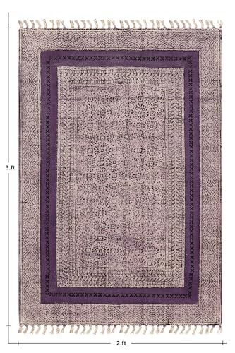 Tapis de table carré 1,5 m en coton dhurrie tissage plat - 4