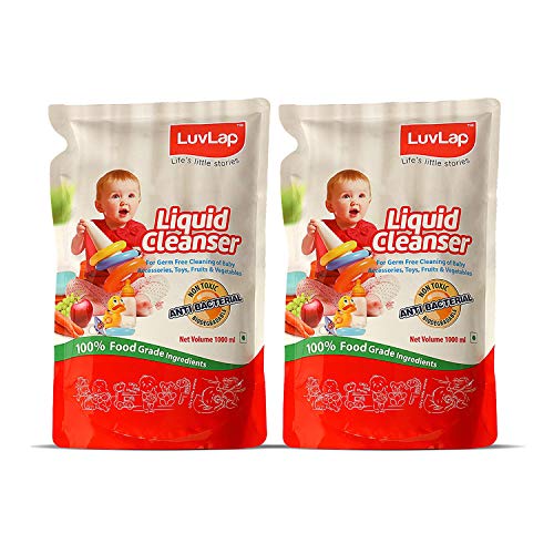 Image of LuvLap Liquid Cleanser Refill, 1000ml (Pack of 2) & LuvLap Baby Laundry Liquid Detergent, 1000ml (Pack of 2) & LuvLap Baby Laundry Liquid Detergent, Food Grade, Refill Pack 1000ml