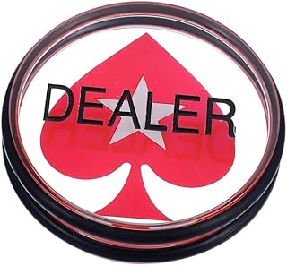 Poker-Knopf, Poker Dealer Button red spade, schwarz und rot, aus hochwertigem Acrylglas mit Schutzgummis, 7,5 cm x 1,8 cm, 80 Gramm, Design Red Pica Stars