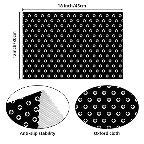 Lot de 6 sets de table noirs et blancs 30x45 cm lavables pour dîner chic