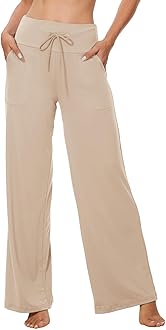 ZOOSIXX Soft Black Pajama Pants for Women, Wide Leg Comfy Casual Lounge Yoga Capri Pants 22'' / 30''