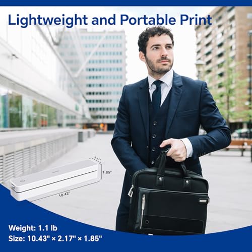 Image of HPRT Portable Thermal Printer-Inkless Printer, Supports Thermal Paper&Labels, Multi-User Bluetooth, Compatible with iOS /Android /Laptop for Home /School /Travel,MT610 White-203dpi+10sheets