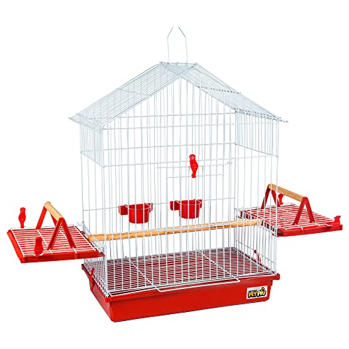 JEL PLAST GAIOLA CALOPSITA TETO ARAMADO- VERMELHO, MÉDIO