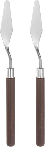 Miniatura 8 de 2 cuchillos de paleta n. 6 de 0.472 in de ancho de acero inoxidable pequeña espátula puntiaguda cuchillo de paleta de pintura con mango de madera