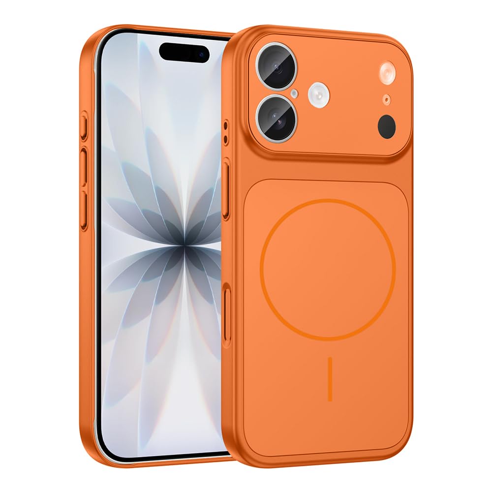 Zore Apple ile uyumlu iPhone 16 Kılıf Zore M-Safe Şarj Özellikli Kamera Korumalı Formen Kapak Turuncu