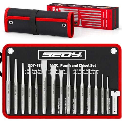 16-Piece Precision Punch & Chisel Set - Taper Punch, Pin Punch, Center Punch, Cold Chisels & Gauge for Versatile Applications