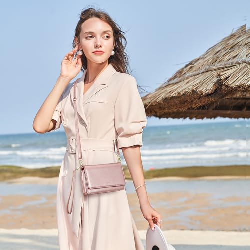 Image of nuoku Women Small Crossbody Bag Cellphone Purse Wallet with RFID Card Slots 2 Straps Wristlet