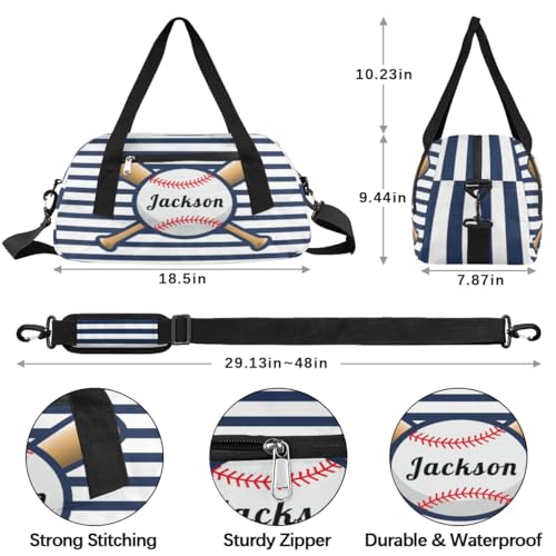 Personalized Kids Duffel Bag Sport Baseball,Customize Sport Gym Bag for Boys Girls,Weekender Overnight Tote Bag Carry On Duffel Bag,Custom Kids Gift,Blue4