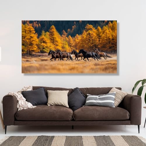 Impression sur toile sur la faune avec chevaux au galop pour salon