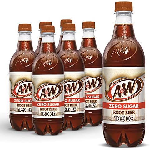 A&W Zero Sugar Root Beer Soda, .5 L bottles, 6 pack Cover