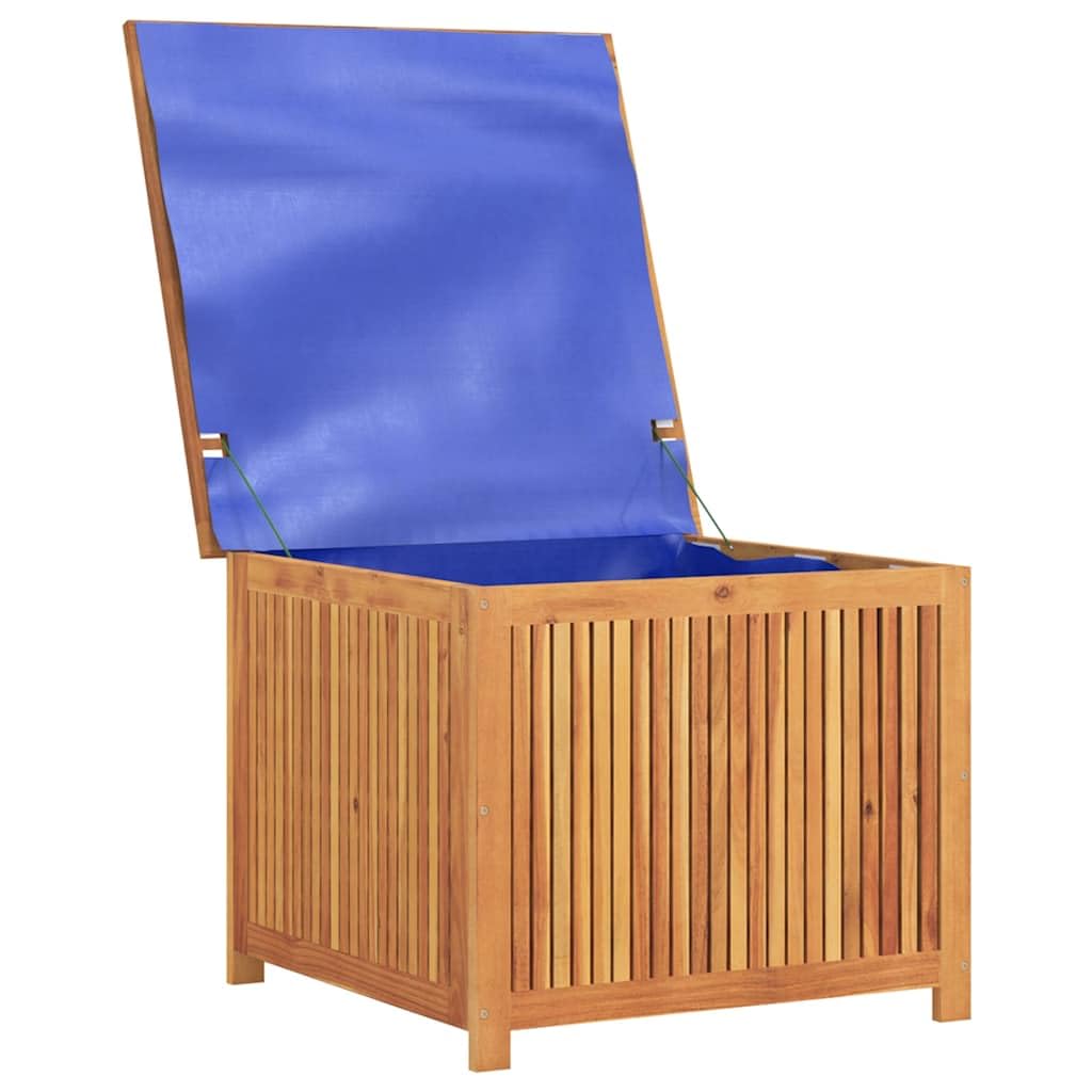 Gartenbox aus Massivholz Akazie 75x75x58 cm mit wasserfestem Innenbeutel für Außen- und Innenbereich, robuste Aufbewahrungstruhe für Möbelkissen, Decken und Spielzeug,
