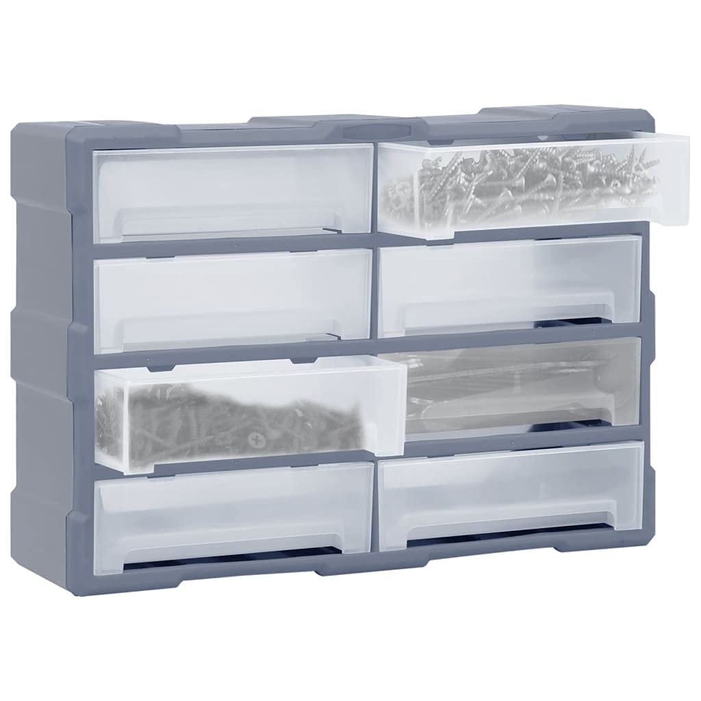 Multi-Schubladen-Organizer mit 8 großen Schubladen, 52x16x37 cm, aus schlagfestem Kunststoff, durchsichtige Schubladen für schnelle Identifikation, ideal als Näh- oder Nagelkasten
