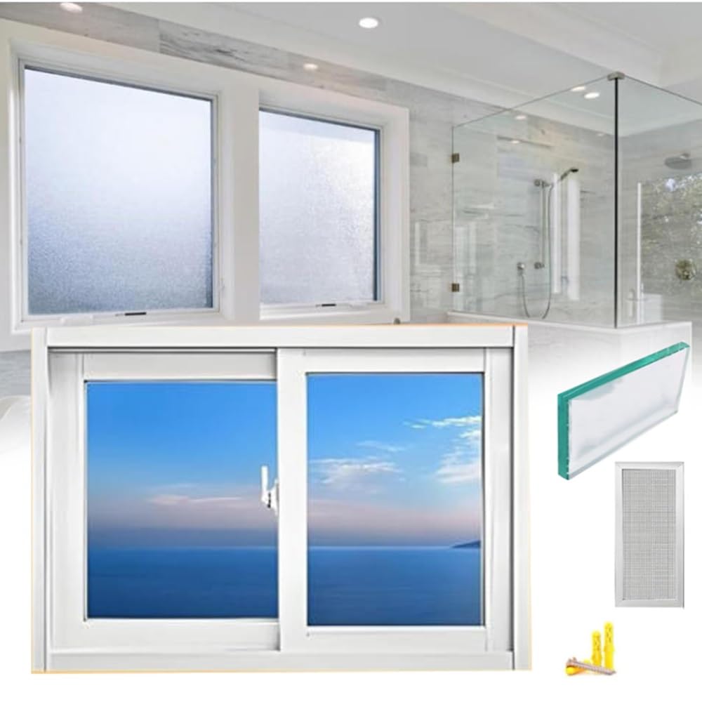 Fenêtre de sous-sol coulissante blanche 80x38cm en verre trempé pour garage