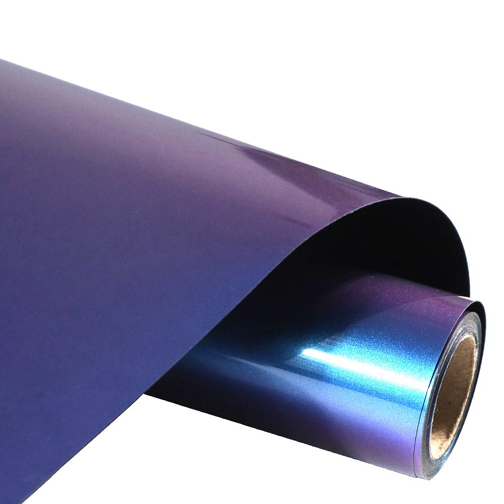 FUNKAKA Chameleon HTV Heat Transfer Vinyl Rolls, 12" X 9ft Blue to Purple Gradient Iron On Vinyl for T-Shirt Change Color PU Stretchy HTV Vinyl for All Cutter Machine Easy to Cut & Weed